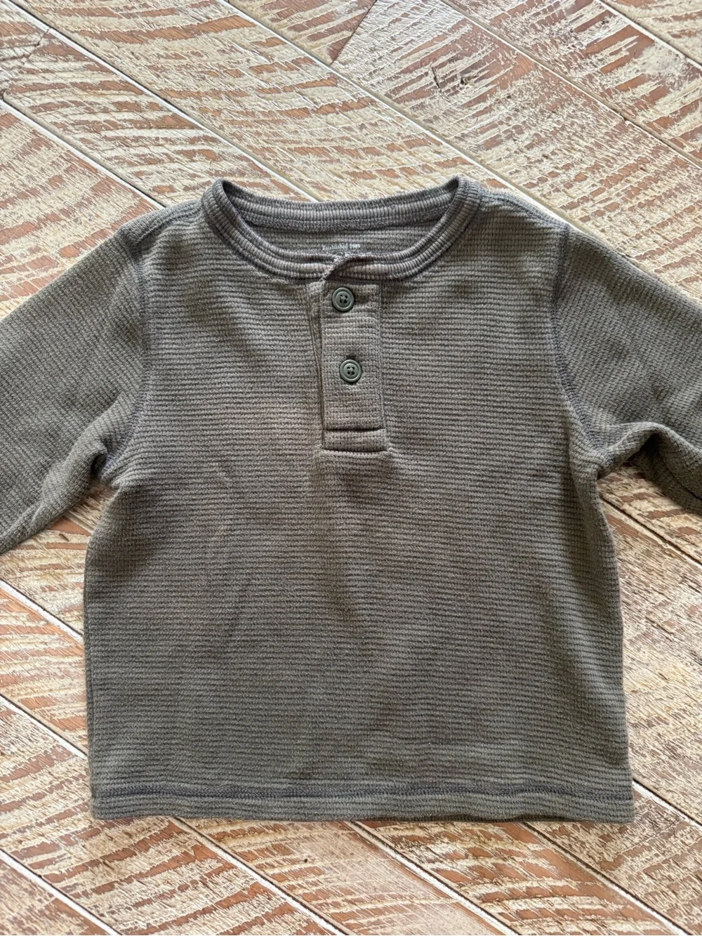 Kids Long Sleeve Henley Top - Olive Green The Children’s Place 3T
